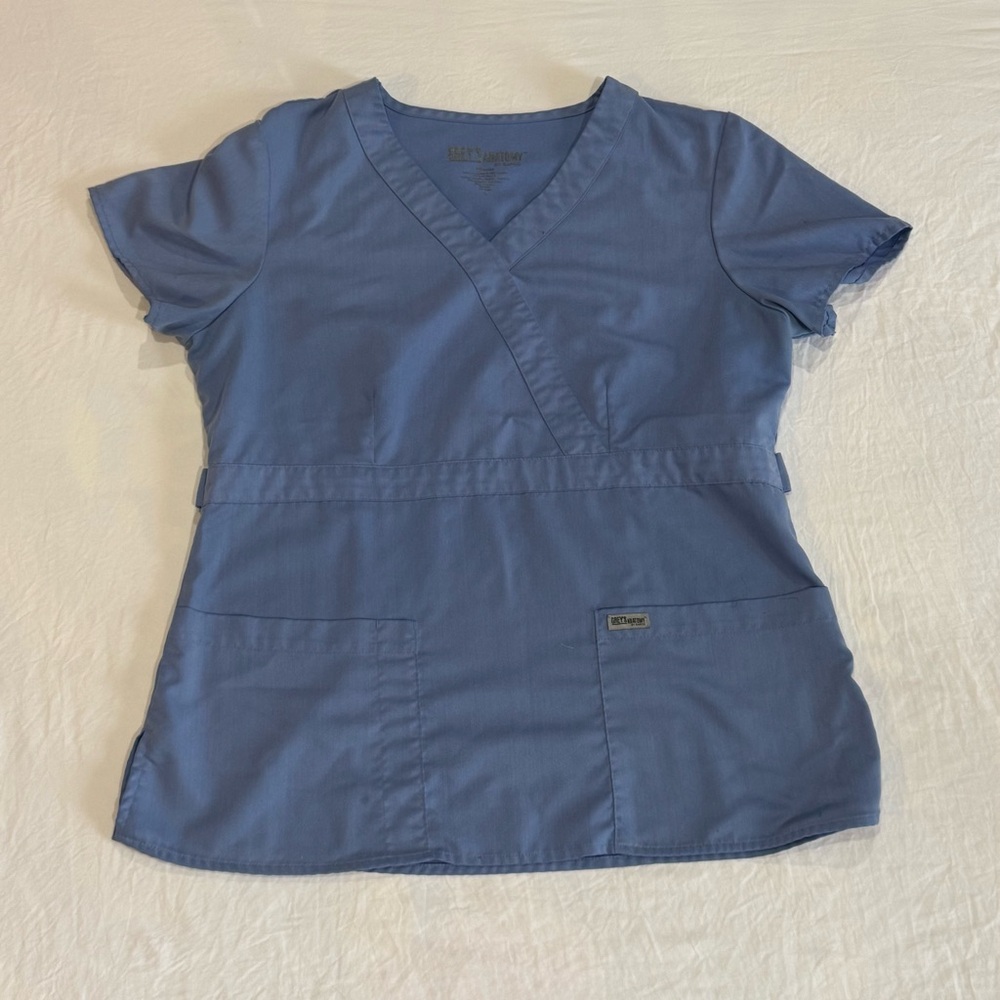 Grey’s Anatomy by‎ Barco Scrub Top Large Blue Style 4153 Medical Nursing V-Neck